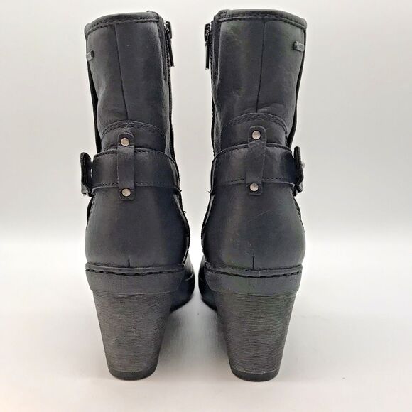 Clarks Artisan Natira Kit Gore-Tex Leather Wedge Boot Women's 9.5 Black Side Zip - Picture 4 of 13